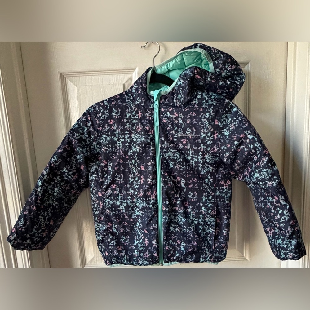 Eddie Bauer Reversible Down Insulated Puffer Jacket, Girls Kids XS (6/6x)